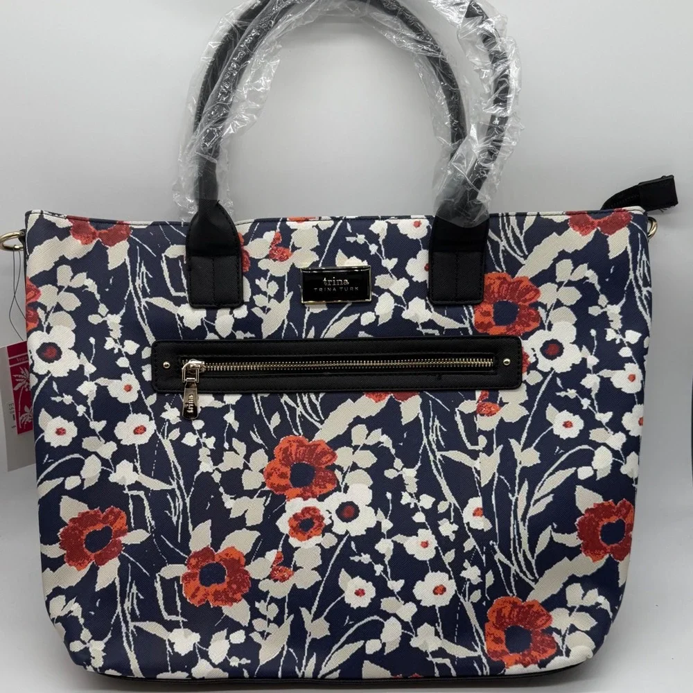 Trina Turk Jardin De Paris Floral‎ Tote Bag Handbag Purse Vegan Leather $148